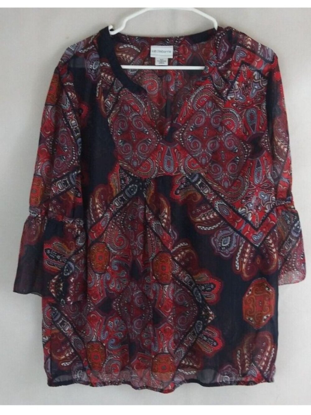 Liz Claiborne Women's Floral Paisley Colorful Blouse Size XLT